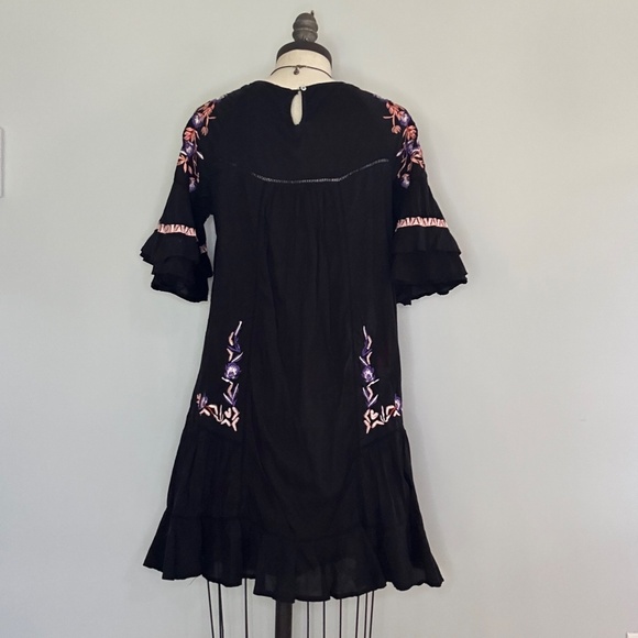 Embroidered Black Mini Dress - Picture 2 of 3